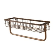 Copper Finished Single Tier Metal Wire Wall Shelf with Towel Holder