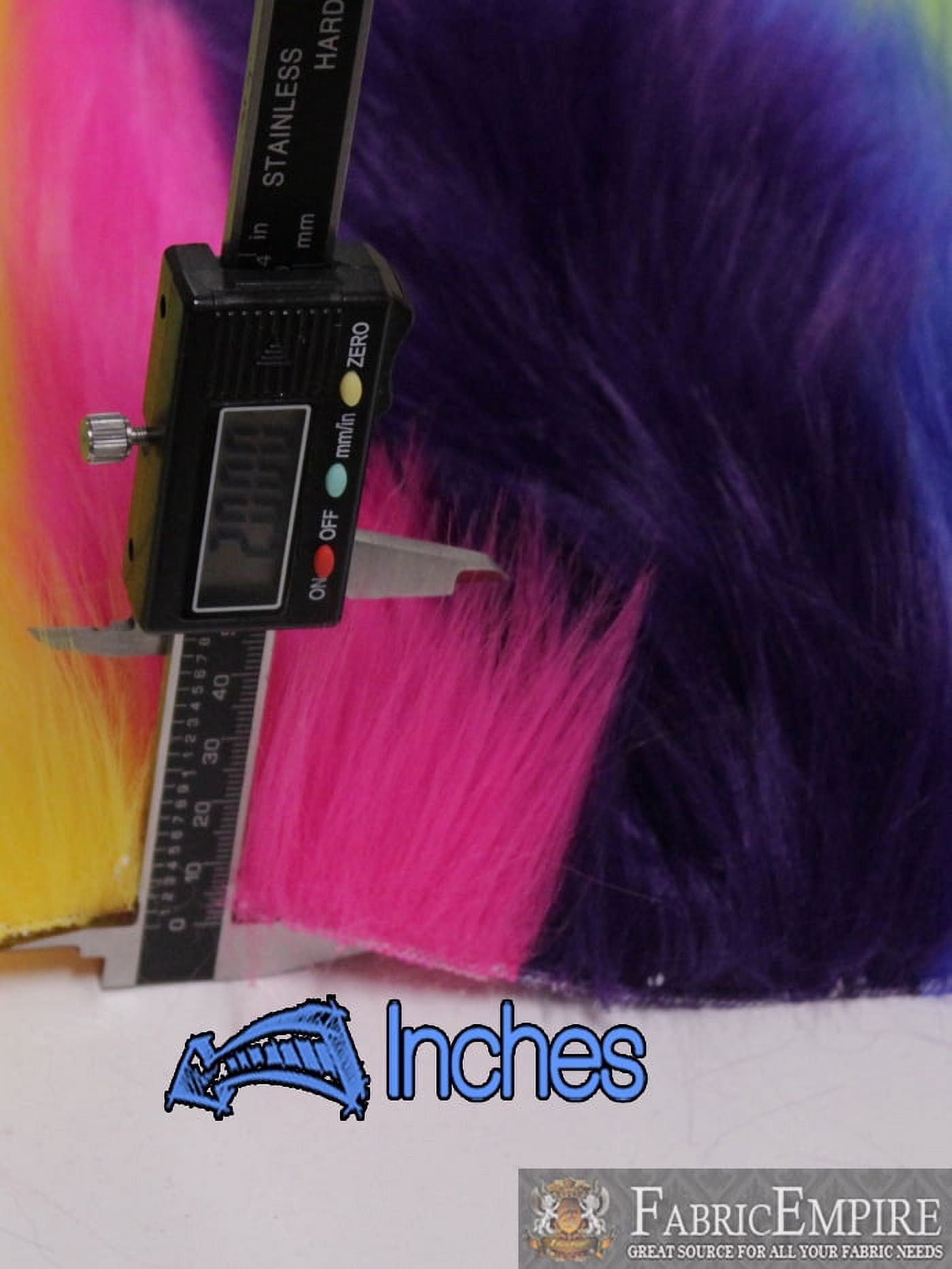 Faux Fur Long Pile SHAGGY RAINBOW Vertical Stripes Fabric / 60" Wide / Sold by the Yard