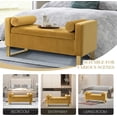 thumbnail image 6 of 50" Storage Bench with Gold Base 2 Round Pillows Upholstered Tufted Bedroom Ottoman End of Bed Entryway Living Room Mustard, 6 of 7