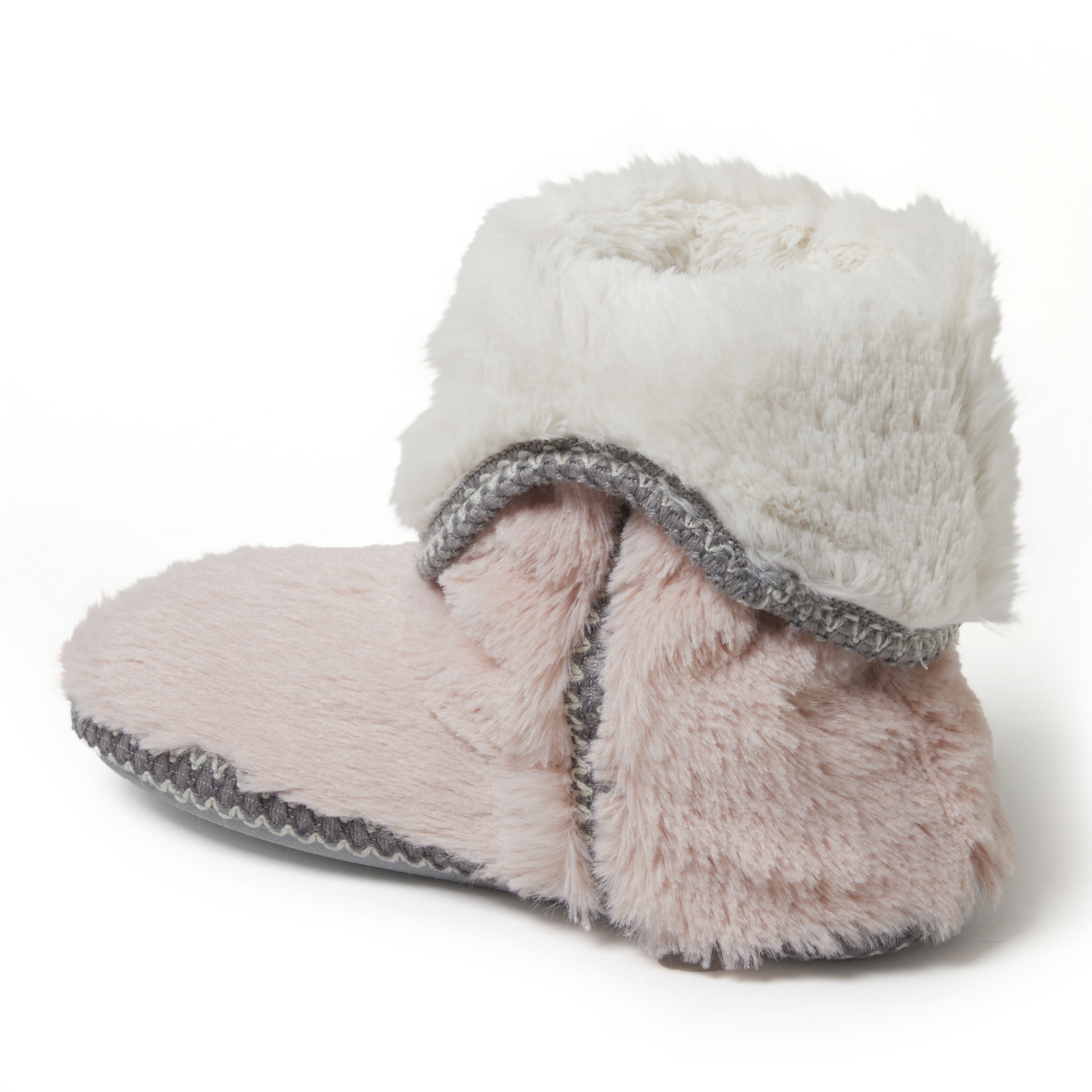 Dearfoams Women's Beth Faux Fur Fold Down Fuzzy Bootie House Slipper Boot