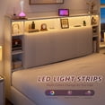 thumbnail image 4 of EnHomee Full Size Bed Frame with 4 Drawers & 3-Tier Storage Shelf Upholstered Bed Frame Full with Headboard  Bed Frame Full  with LED Lights & Charge Station, No Box Spring Needed, No-Noise, Beige, 4 of 8