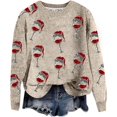 thumbnail image 1 of WEAIXIMIUNG Chandails Courts pour Femmes Automne/hiver Mode Chandail d'Extérieur Col Rond Imprimé de Noël Tricot Grossier Chandail à Enfiler Chandail à Capuchon Haut, 1 of 5