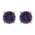 thumbnail image 3 of 14K Solid Gold Push Back Stud Earrings for Women | 4 cttw Round Cut Simulated Alexandrite | Yellow Gold, 3 of 5
