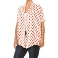 thumbnail image 3 of Women's Plus Size Short Sleeves Draped Neck Polka Dot Print Cardigan Made in USA, 3 of 5