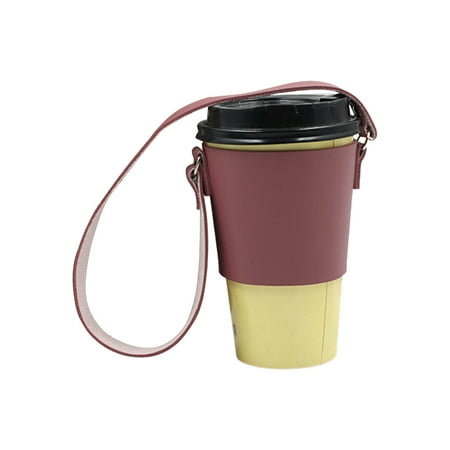 

Sukalun Reusable Cup Sleeves for Cold Drinks | Leather Beverage Cup Sleeve with Shoulder Strap | Portable Travel Drink Carriers Luggage Cup Holder