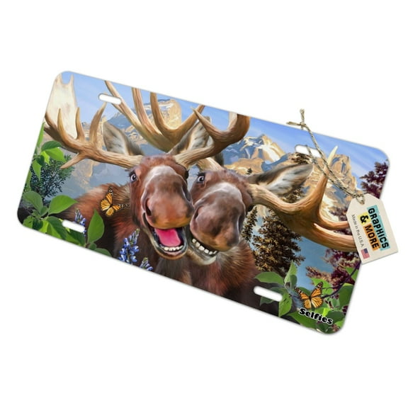 Moose Selfie Novelty Metal Vanity Tag License Plate