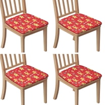 Red Christmas Gingerbread Man Seat Covers for Dining Room Chairs Set Of 4,Stretch Printed Washable Chair Seat Cover with Elastic Ties and Button,Removable Waterproof Couch Cushion Covers