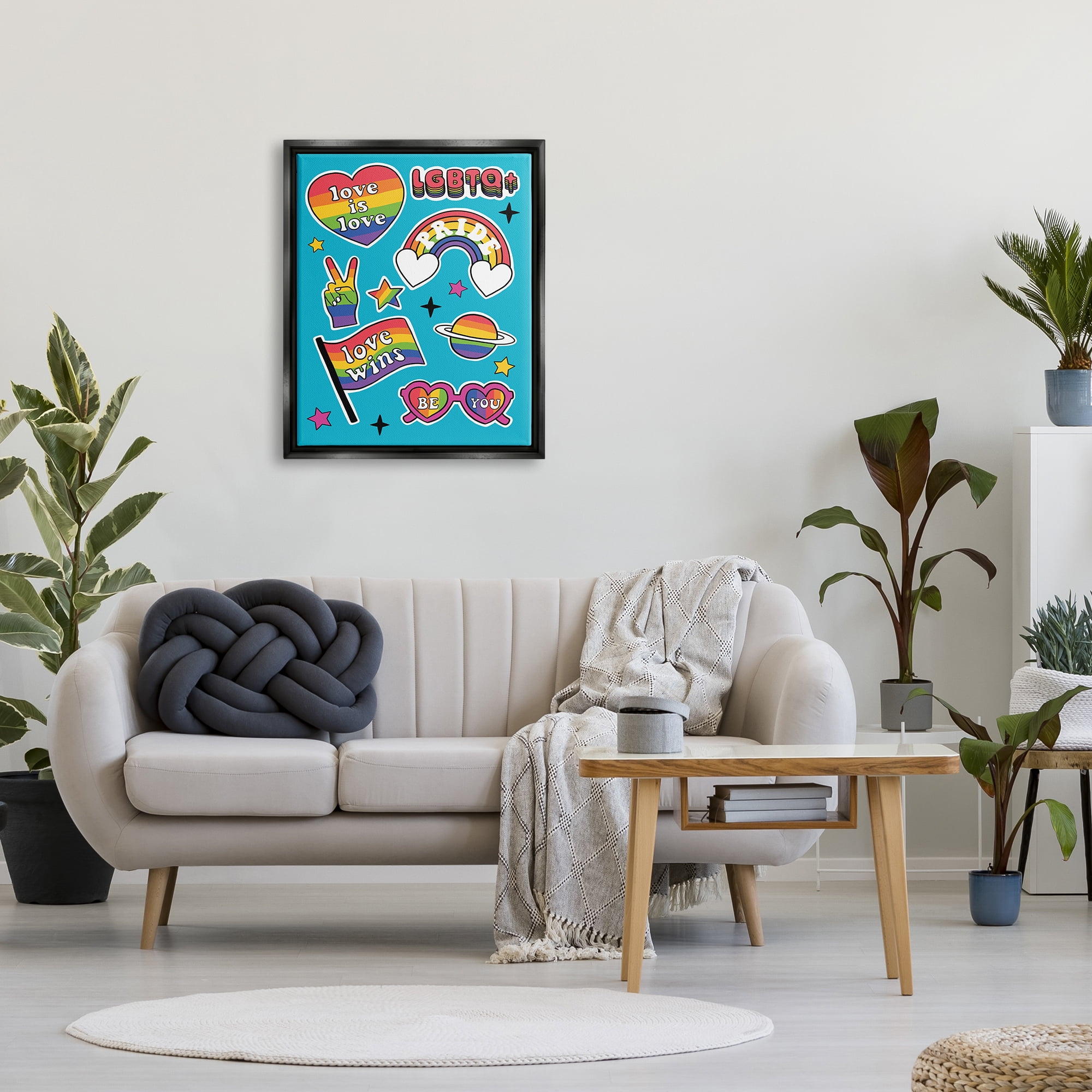 Stupell Industries LGBTQ Be You Pride Rainbows Holiday Painting Black Floater Framed Art Print Wall Art