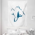 thumbnail image 1 of Switzerland Tapestry, Alpine Mountains with Chalet and Fir Trees Monochrome Composition, Wall Hanging for Bedroom Living Room Dorm Decor, 60W X 80L Inches, Night Blue and White, by Ambesonne, 1 of 2