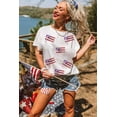 thumbnail image 6 of Women's White Sequin Bow T-Shirt with American Flag Patches | [ZhiHiMeRi] | (US 20-22)2XL, 6 of 12