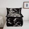 thumbnail image 5 of Feelyou Hippie Raven Skull Full Size Comforter Sets, Boho Floral Book Bedding Comforter Set, Black White, Black Reversible, 3-Piece, 1 Comforter and 2 Pillowcases, 5 of 7