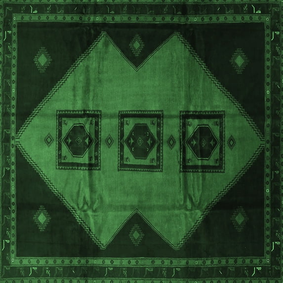 Ahgly Company Indoor Square Persian Emerald Green Traditional Area Rugs, 5' Square