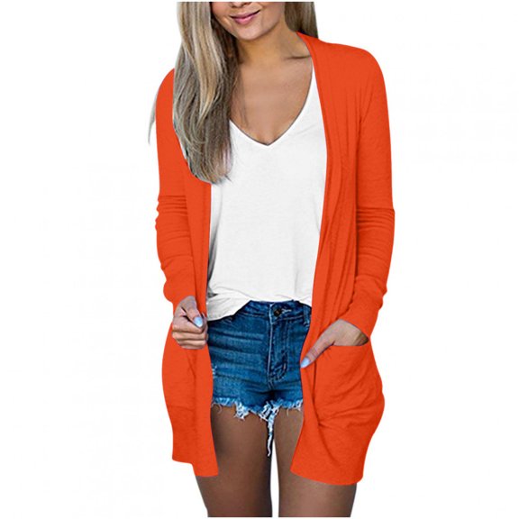 Dyegold Women's Open Front Lightweight Cardigan Long Sleeve Solid Color Oversized Sweater Cardigans Jackets Loose Outwear