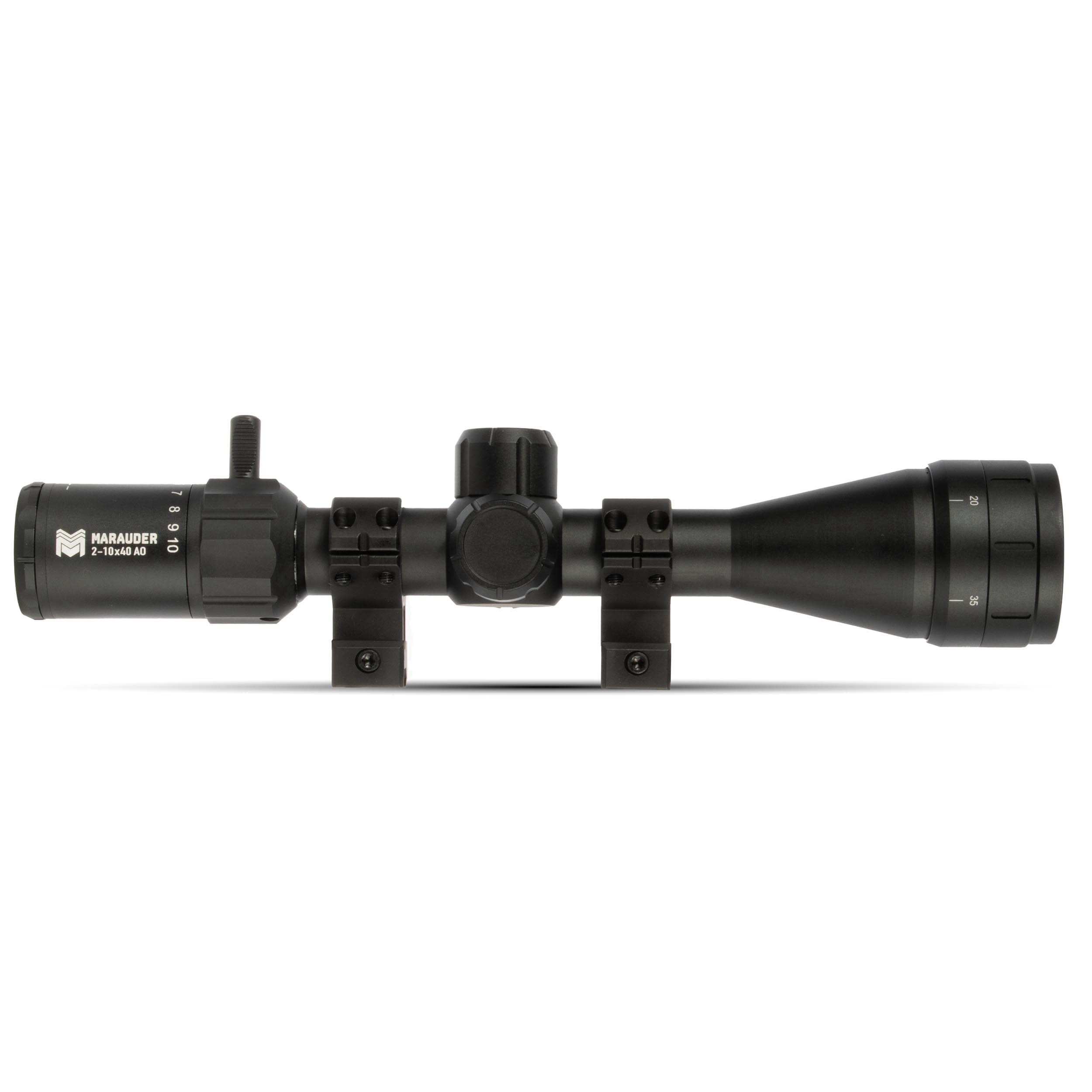 Monstrum Marauder 2-10x40 MPVO Rifle Scope with AO Adjustable Objective | Black | FMR02 Reticle
