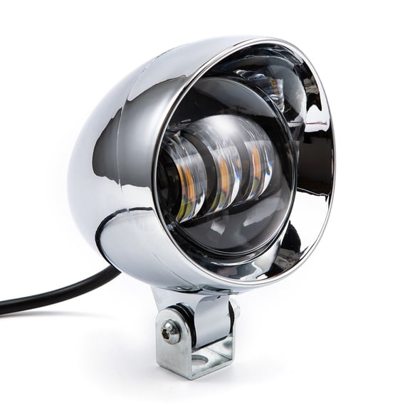 Chrome Bullet LED Motorcycle Fog Lights & Auxiliary Headlight - Dual Color DC12V for ATV, Cruisers, Scooters