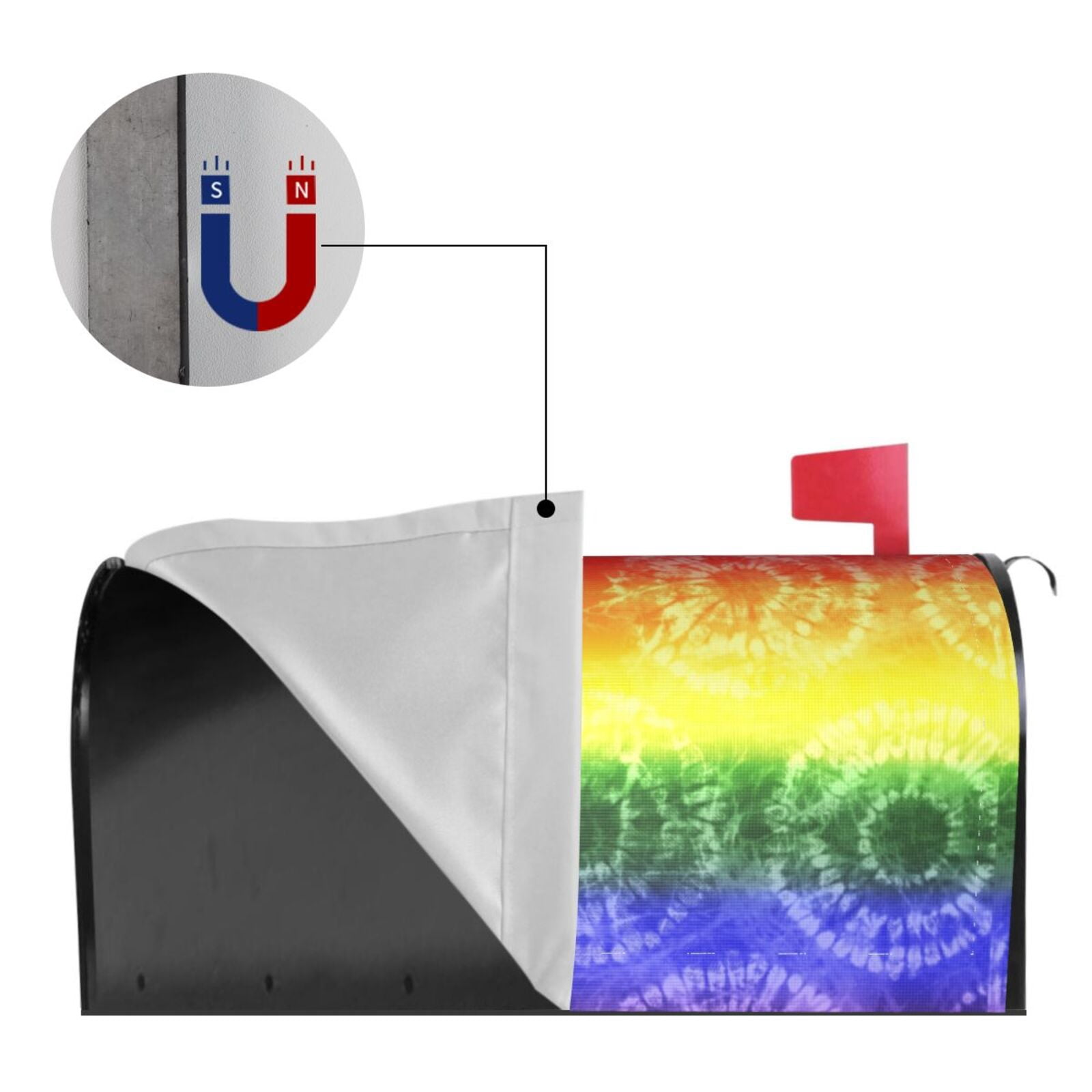 Gukieu Colorful Tie Dye Print Magnetic Mailbox Cover, Sun-proof and Waterproof Home Yard Mailbox Cover-25.5x21 in