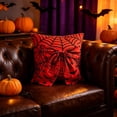 thumbnail image 4 of Diceymbol Halloween Throw Pillow Red Spiderweb Bow Accent Pillow for Couch Sofa Bed Bat Spider Home Decor 18 Inch, 4 of 7