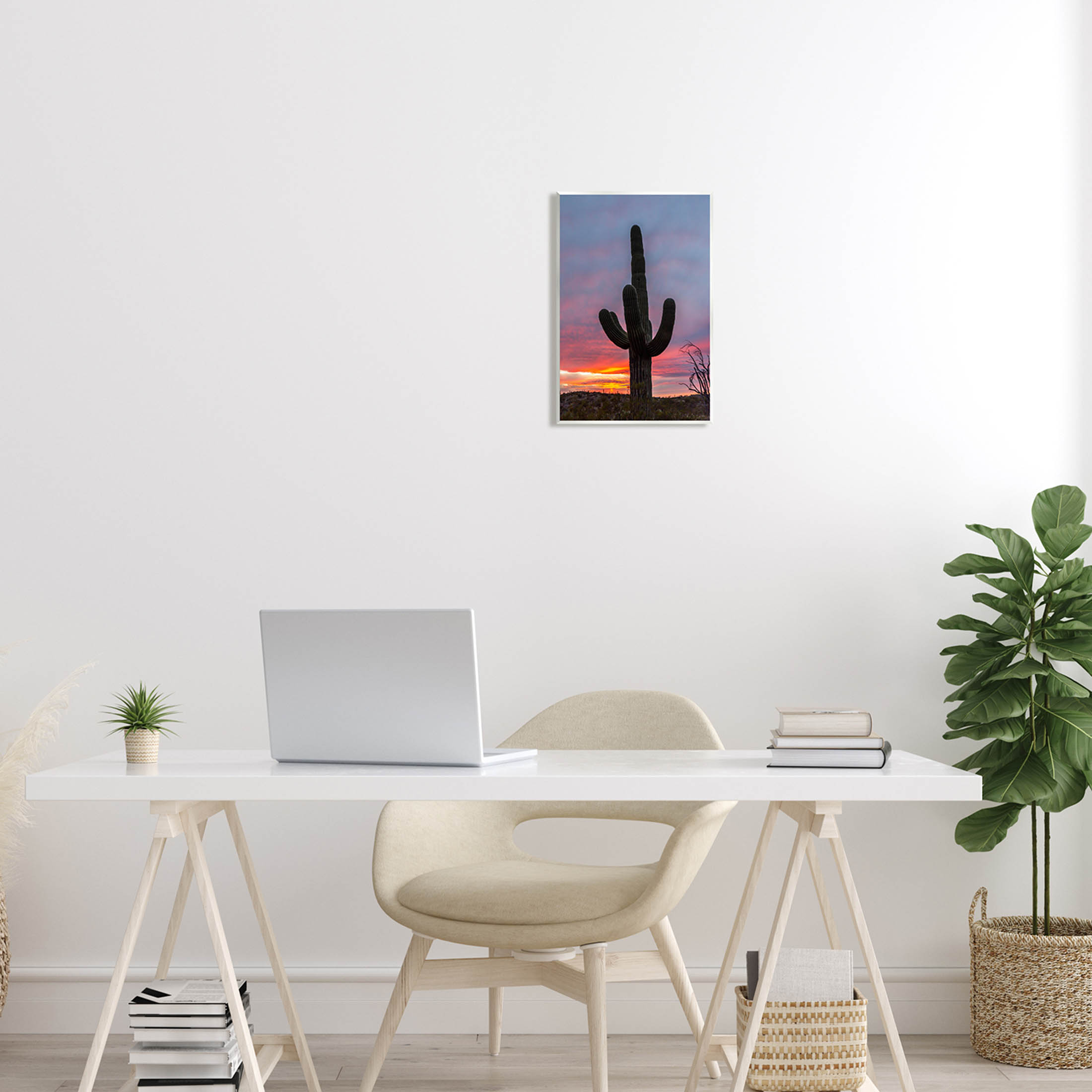 Looming Desert Cactus Silhouette Landscape Photograph Unframed Art Print Wall Art