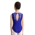 thumbnail image 3 of renvena Kids Girls Classic Ballet Dance Leotard Gymnastic Active Sleeveless Floral Lace Splice Keyhole Back Bodysuit, 3 of 7