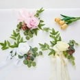 thumbnail image 4 of 6Pcs Wedding Aisle Rose Flowers With Ribbons & Leaves Chair Decorations For Wedding & Church White Artificial Flowers Home Decor, 4 of 6