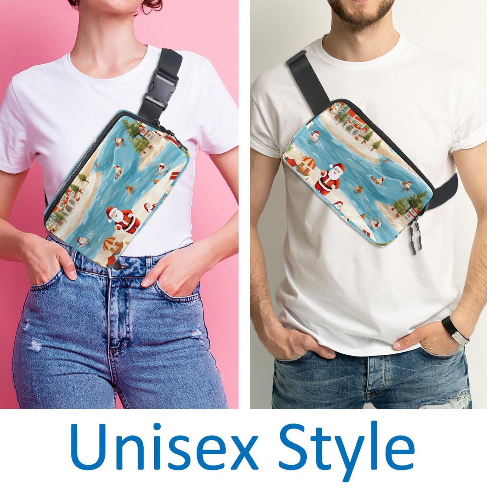 Santa Claus Lightweight Adjustable Fanny Bag Running Belt Waist Pack with Extension Strap Unisex