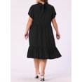 thumbnail image 4 of DARING DIVA Women's Plus Size Elegant Tie Back Boat Neck Midi Length Dress 2X Black, 4 of 6