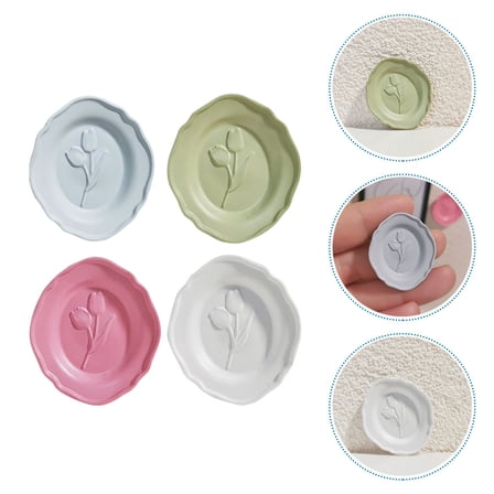 HEMOTON  4 Pcs Accessories Kids Pretend Play Dish Miniature Tulip Mold