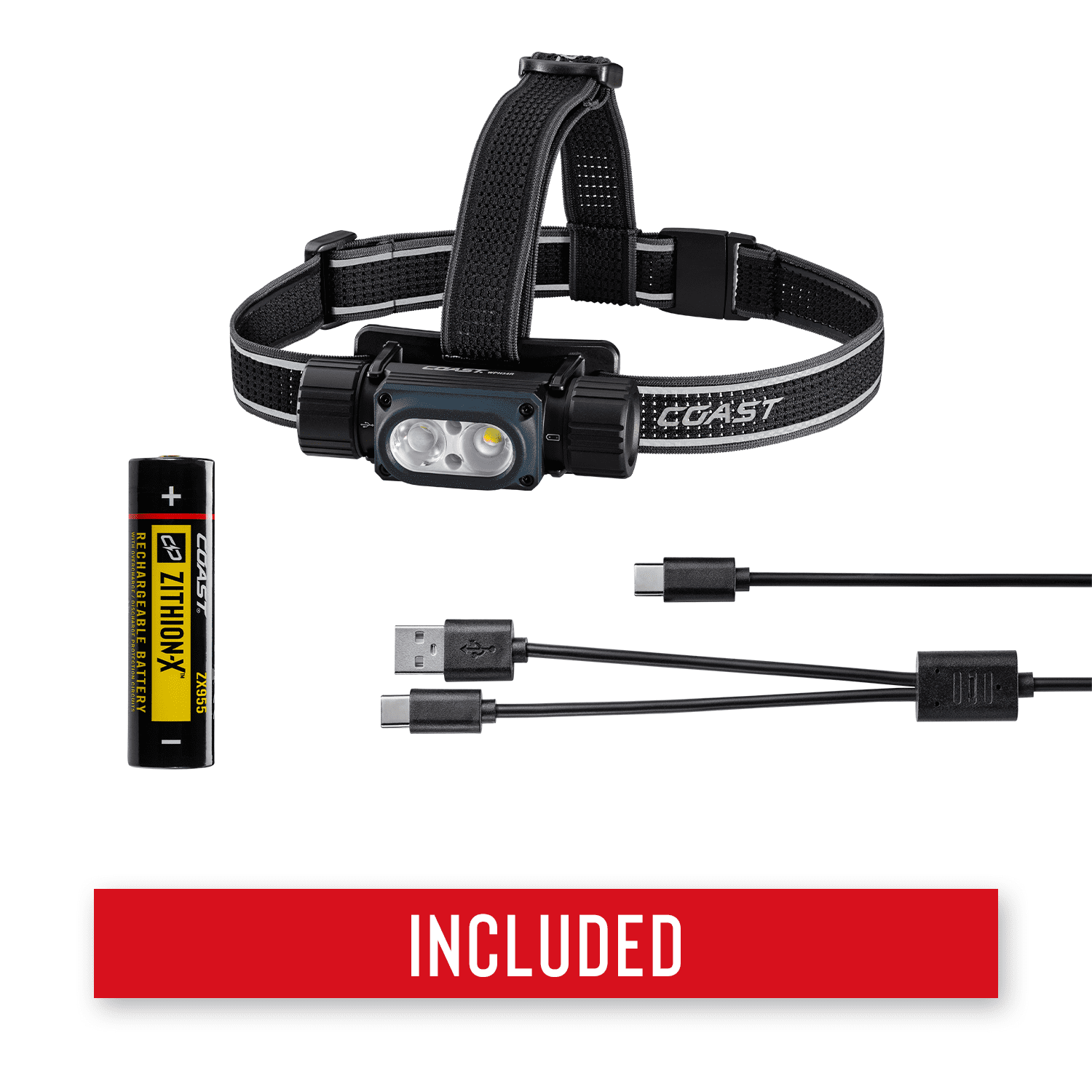 COAST WPH34R 2000 Lumen WATERPROOF Ultra Bright IP68 USB Rechargeable-Dual Power Headlamp