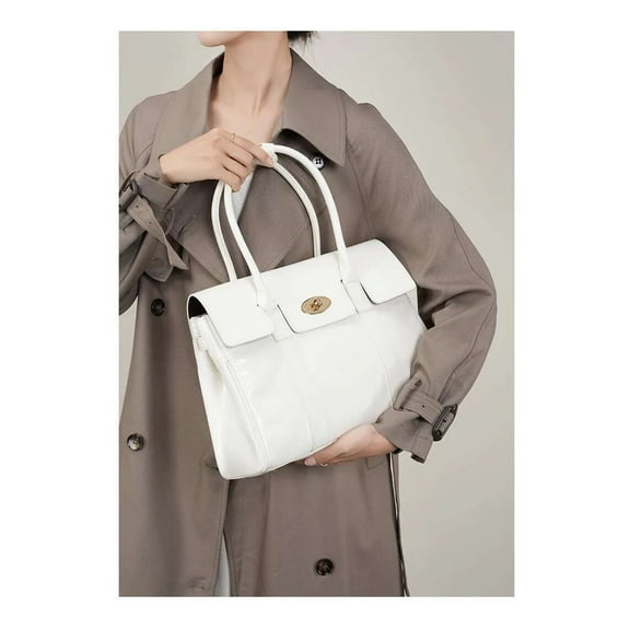 Vintage Lawyer Style Black Soft Leather Bag - Big Capacity Commuter Tote