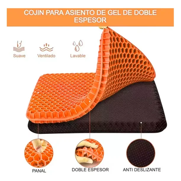 Cojin Ergonomico Ortopedico Gel Silla Asiento Hemorroides