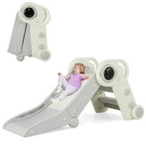 Gymax Folding Freestanding Toddler Slide for Toddlers Age 18  Months w/ Climber Indoor Gray