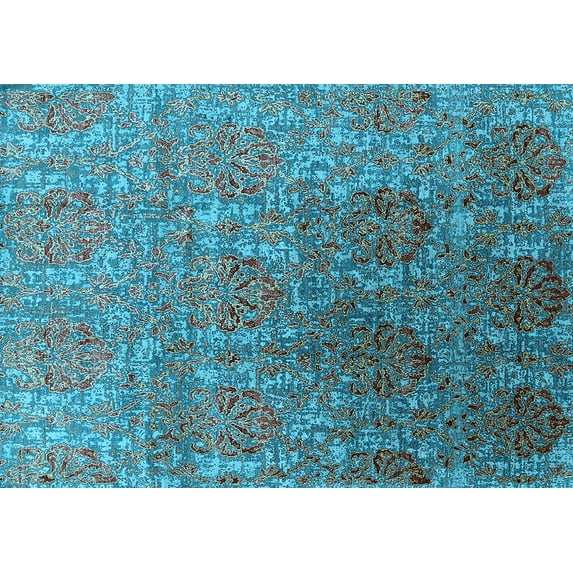 Ahgly Company Indoor Rectangle Oriental Light Blue Industrial Area Rugs, 7' x 9'