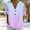 Purple, variant on SYMOID Womens V - Neck Button Short Sleeve Tied Loose T - shirt for Misses, Casual and Fashionable,Pink,Size L
