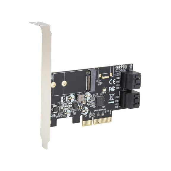 SYBA 4 x Port Non-RAID SATA III 6 Gbp/s and M.2 B Key 2242 PCI-e x4 Controller Card Model SI-PEX40138