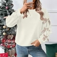 thumbnail image 5 of ClodeEU Women's Sequin Crew Neck Bow Sweatshirt ,Long Sleeve Casual Loose Trendy Fall Pullover Top White,Womens Plus M, 5 of 9