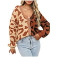 thumbnail image 1 of 2025 Leopard Print Button Up Chunky Cardigan Long Sleeved Jacket for Long Coat Women Winter Women Long Sleeve Coat Cardigan Long Cardigans for Women Cable Knit Long, 1 of 8