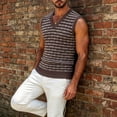 thumbnail image 4 of BaoFuBaoMei Sweater Vest Men Knitted Big and Tall V Neck Ribbed Trim Sleeveless Sweater Stripe Jacquard Fall Tops, 4 of 6