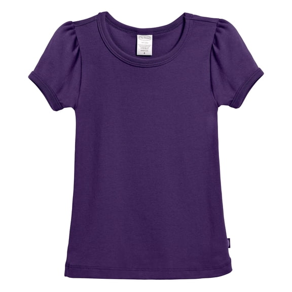 Made in USA Girls Soft Cotton Short Sleeve Puff Tee | Purple