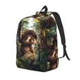 thumbnail image 1 of Disketp Jungle Hat Bear Mochila de Lona Estampada, Mochila Escolar de Viaje Ligera para Estudiantes y Portátil-Small, 1 of 5