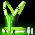 thumbnail image 1 of CHUANK LED Reflective Running Gear  Double-Sided Light-Up Reflective Running Vest with High Visibility 980ft  USB Rechargeable Night Walking Reflective Gear  Shoulder Straps & Belt Adjust, 1 of 7