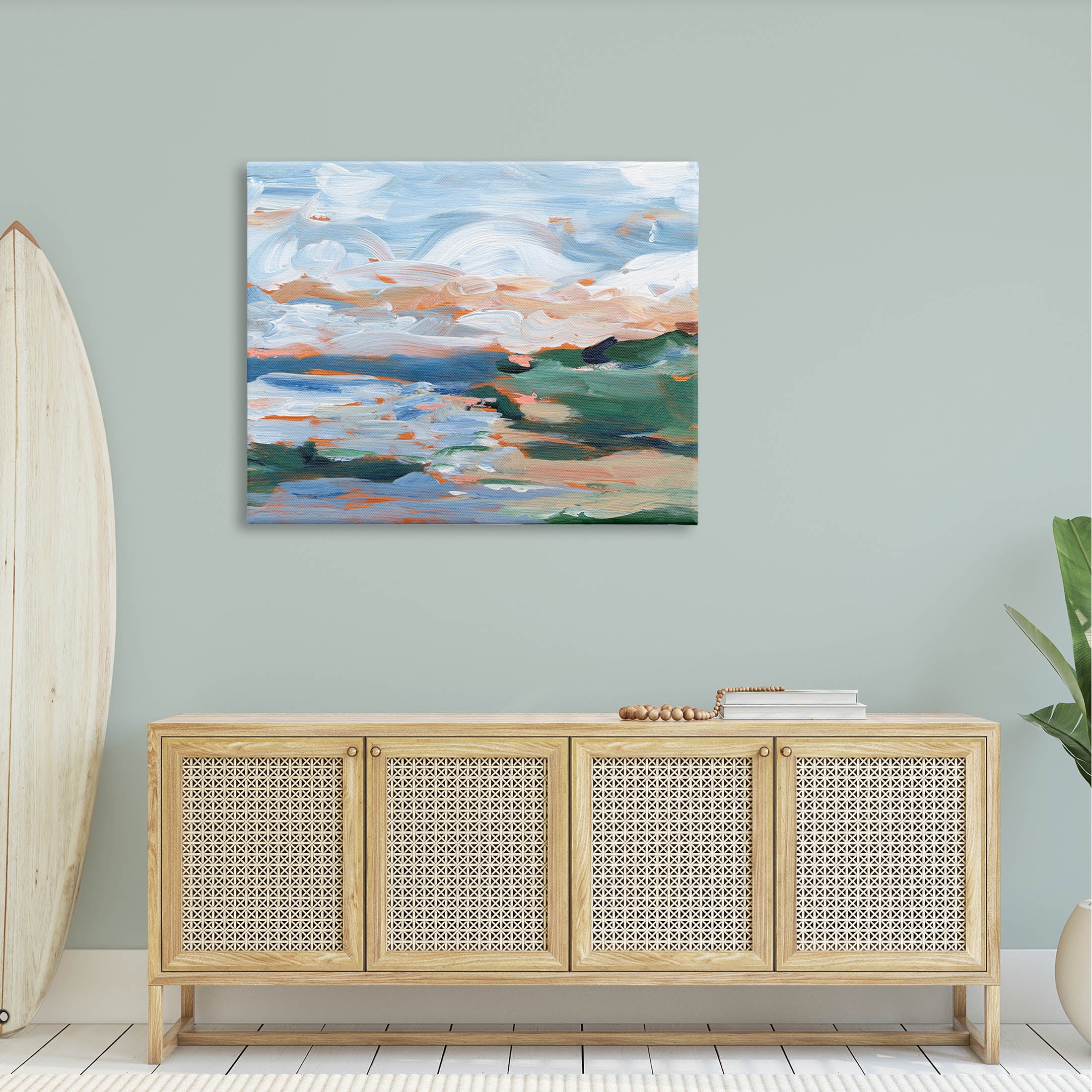 Seaside Modern Landscape Scene Landscape Painting Gallery Wrapped Canvas Print Wall Art