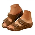 thumbnail image 1 of IUJSOY Womens Wedge Sandals Double Buckle Slip on Slippers Comfortable Arch Support Walking Shoes, 1 of 9