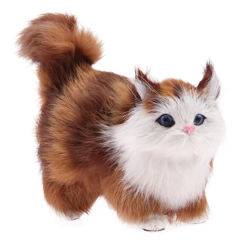 Cute Lovely Simulation Doll Lifelike Cat Plush Animal Kids Toys Home Ornament 