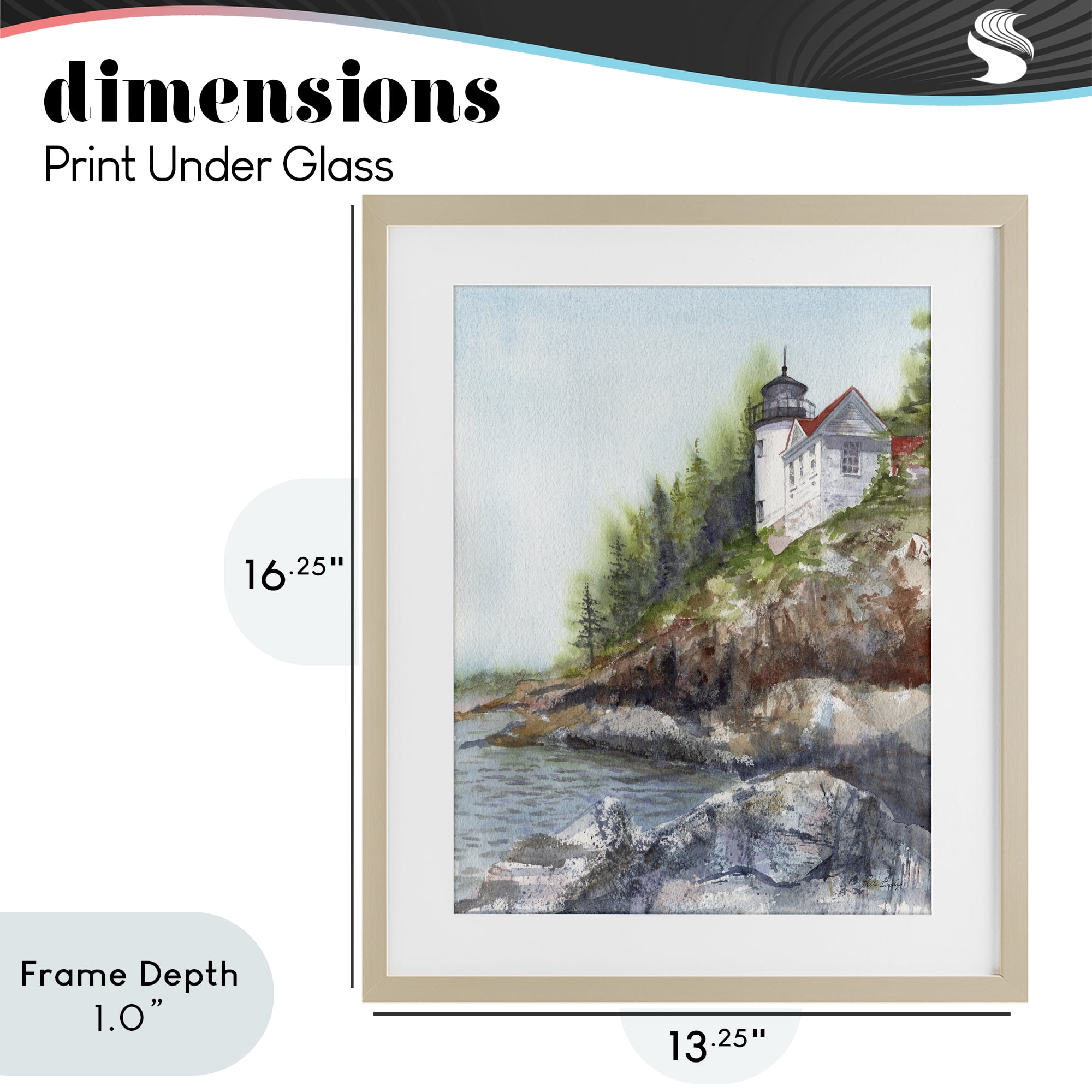 Stupell Industries Bass Harbor Lighthouse Birch Framed Print Under Glass, design by Patti Bishop