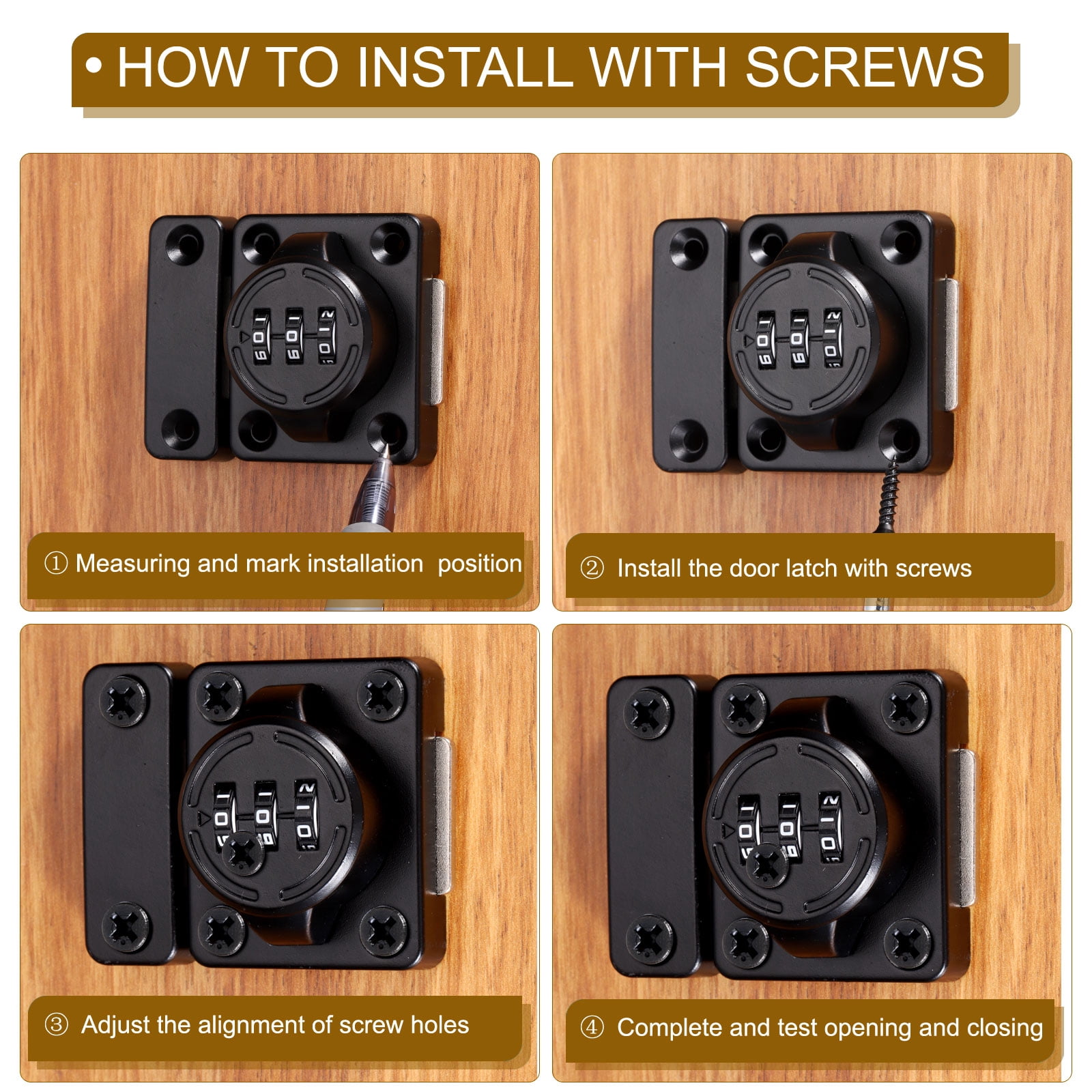 Combination Cabinet Latch,Mechanical Keyless Password Lock with Screw Grey 2 Pcs
