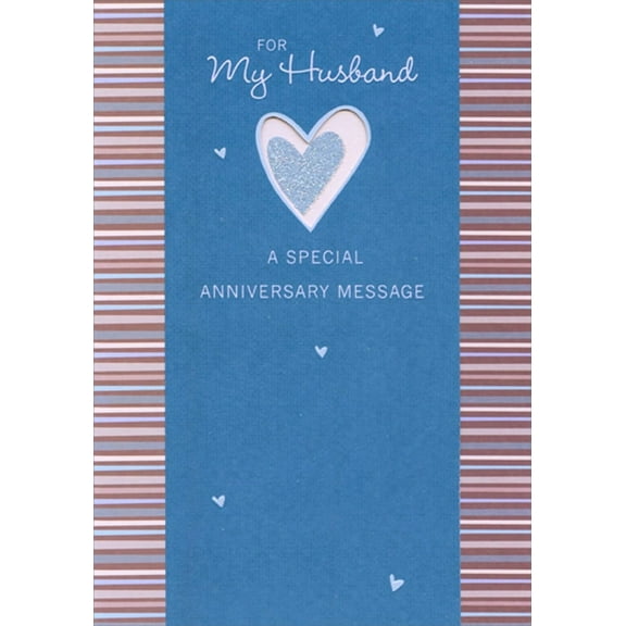 Designer Greetings Glitter Heart Inside Die Cut Heart Shaped Window Short Fold Wedding Anniversary Congratulations Card for Husband
