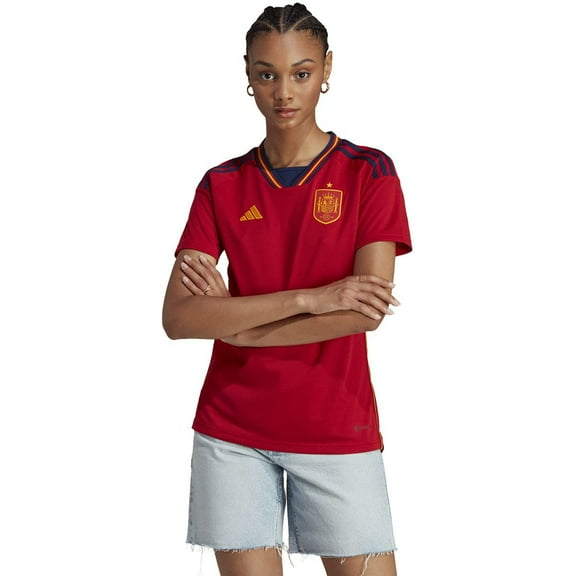 adidas Spain Women's World Cup 2022 Home Jersey (as1, Alpha, x_l, Regular, Regular, X Large) Red, Navy
