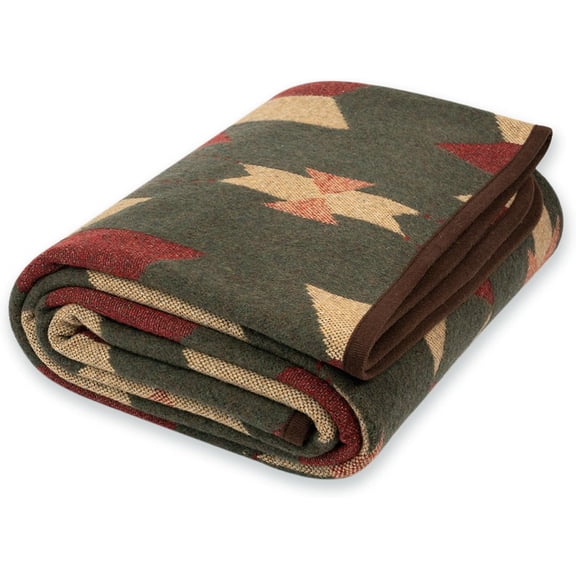 Merino Wool Camp Blanket 63 x 51 Inches Christmas Color Warm Soft Washable Throw