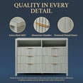 thumbnail image 4 of OAKHAM 6 Drawer Dresser, Fluted Wide Chest of Drawers for Bedroom Living Room, Pale Oak, 4 of 7
