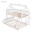 thumbnail image 5 of Bellemave Wood House Bunk Bed with Ladder, Low Twin over Full Bunk Bed Frame, Separable Floor Bunk Bed (White), 5 of 11